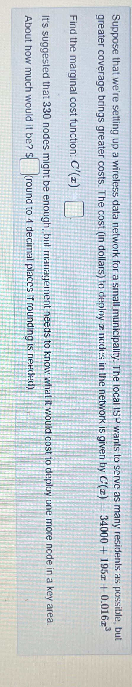  Suppose that we're setting up a wireless data network for a