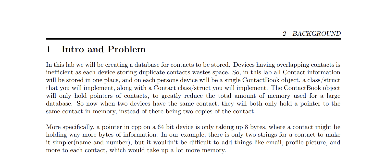  in c++1 Intro and Problem In this lab we will be