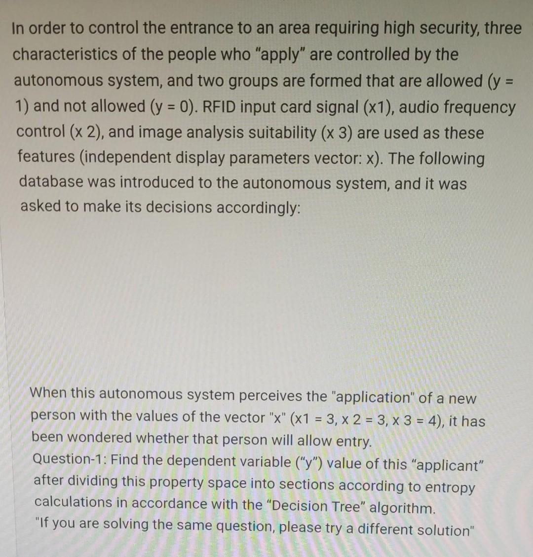oo o In order to control the entrance to an area requiring