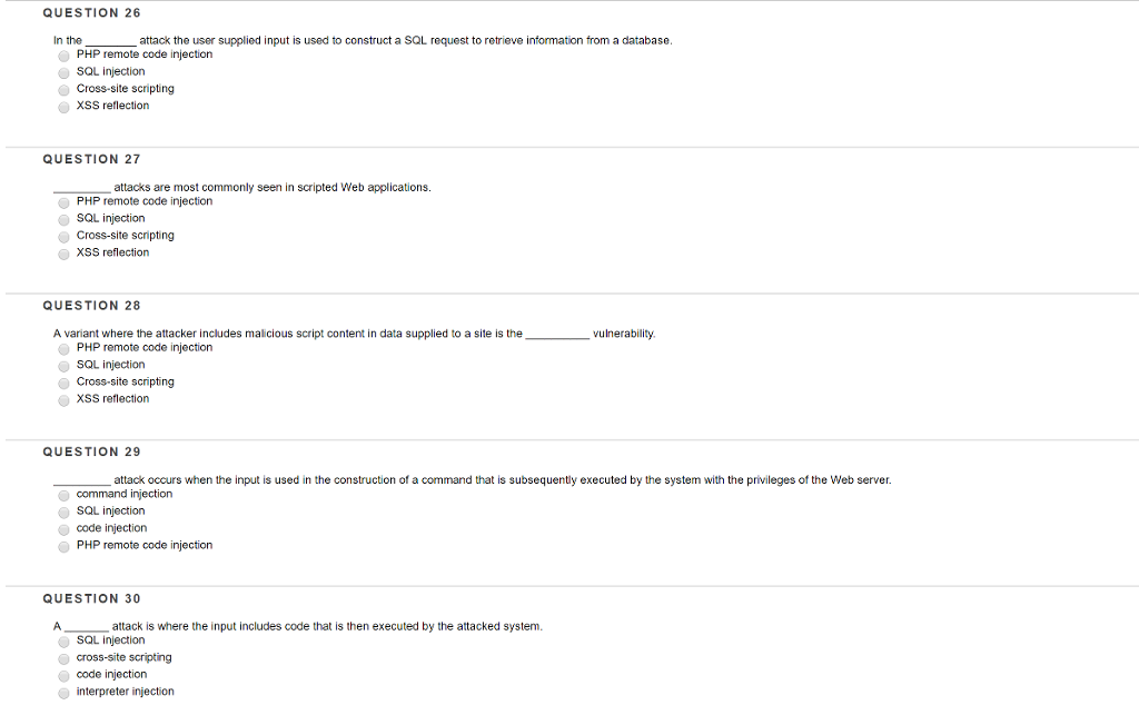  QUESTION 26 In the attack the user supplied input is used