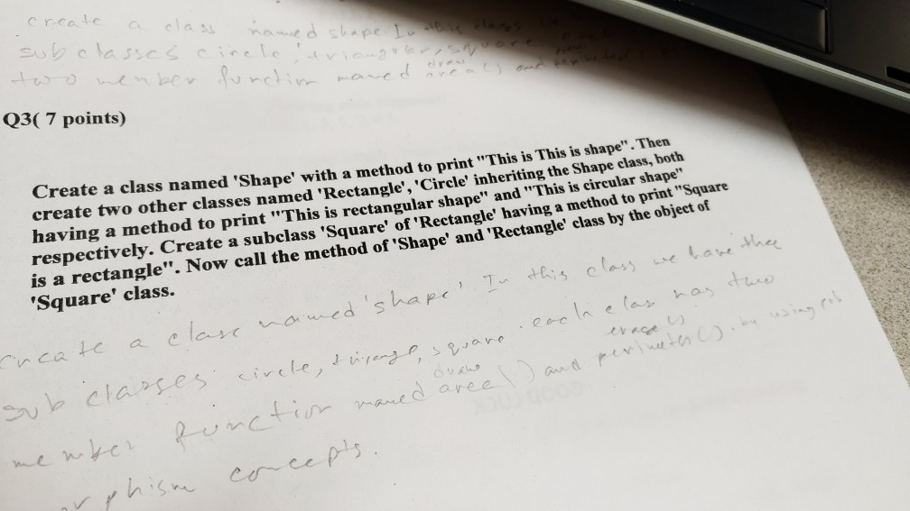  what is Java code for this? create a class named shape