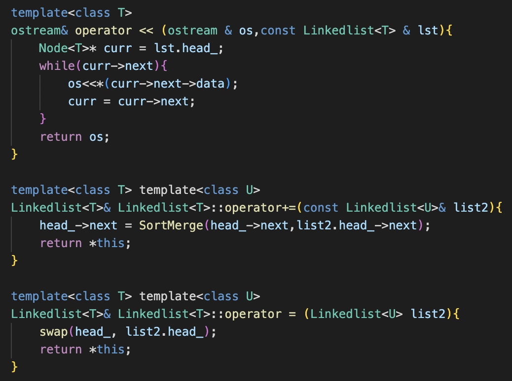 Here's the header file of a LinkedList class that I created These
