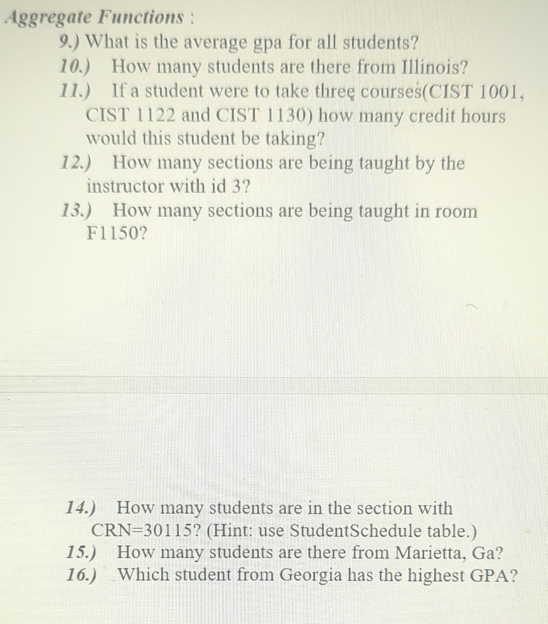 Chap 5] Using the database provided, Write and Execute SELECT statements to