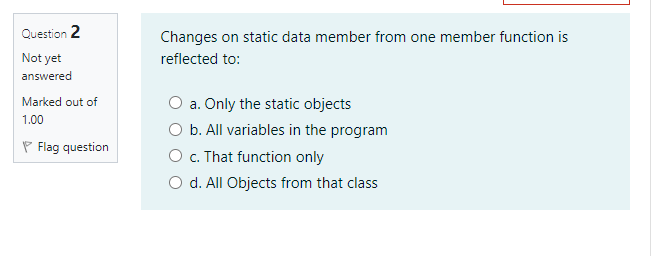 Changes on static data member from one member function is reflected