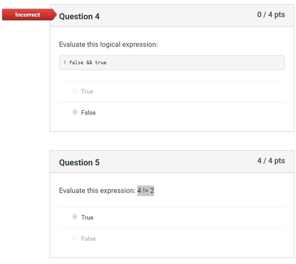 Please anyone can explain it in java Evaluate this logical expression: !