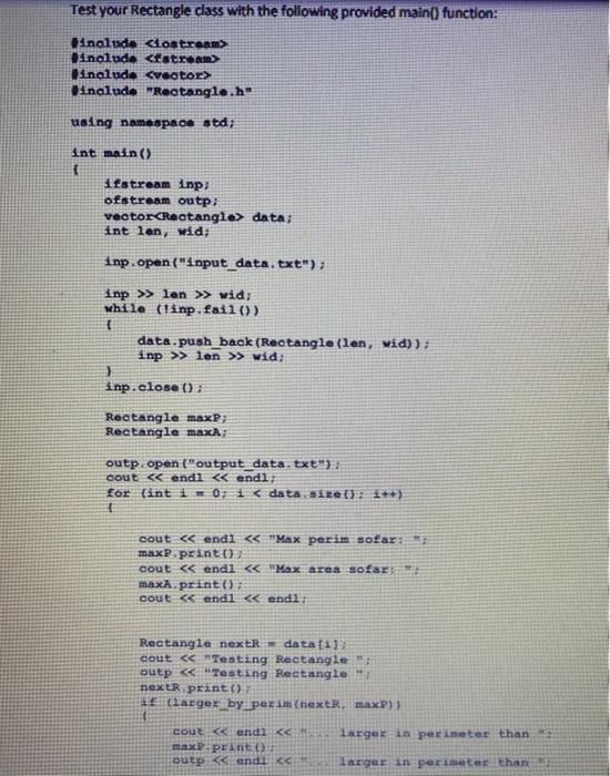 in terms of two Integer data members, length, and width. The Implementation