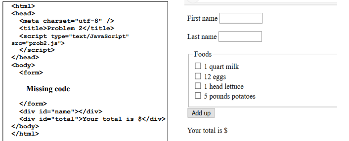 You are provided at the assignment site the HTML document prob2.html with