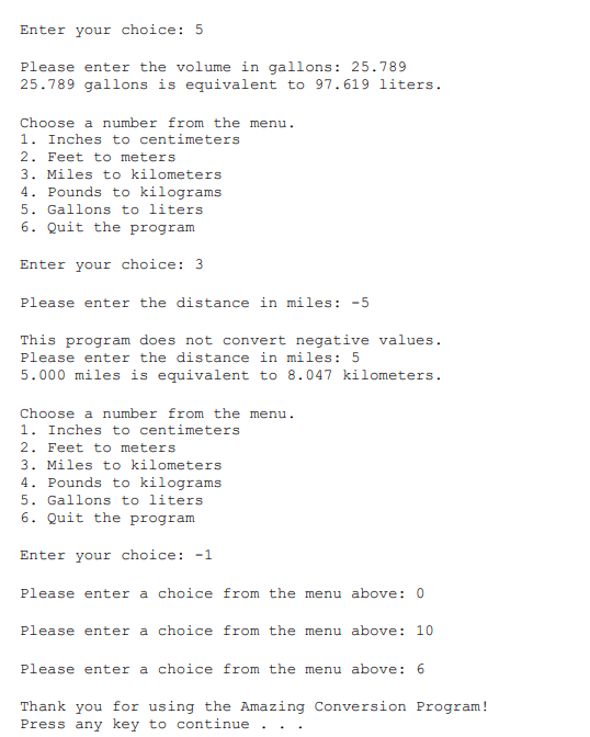 gallons to liters quit the program 1 in = 2.5400 cm 1