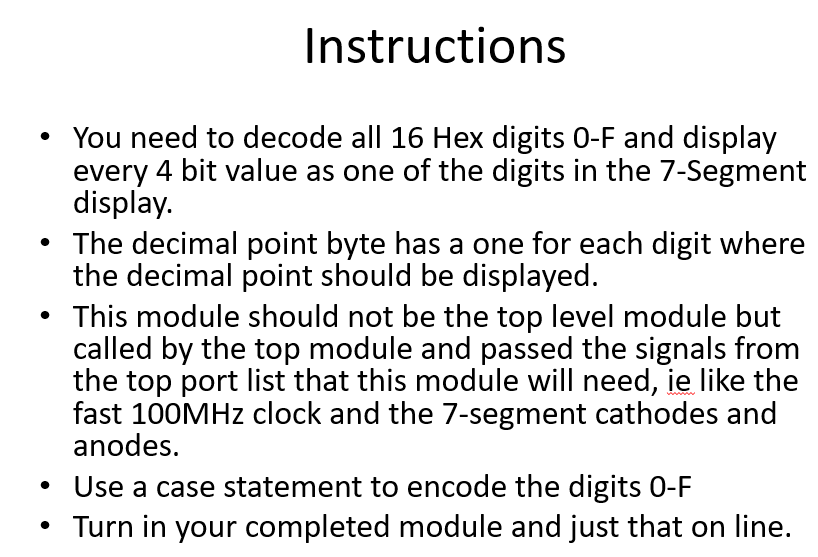 multiplex 8 different Hex digits from an array called Data to the