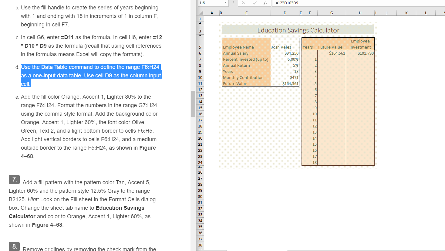 How do i complete the formula or references to populate the results