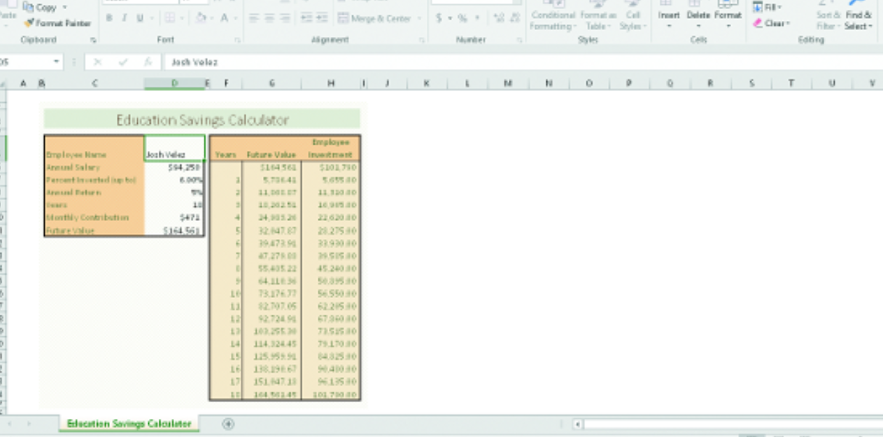 for the data table with the vertical values 1-18 H6 =12*D10*D9 A