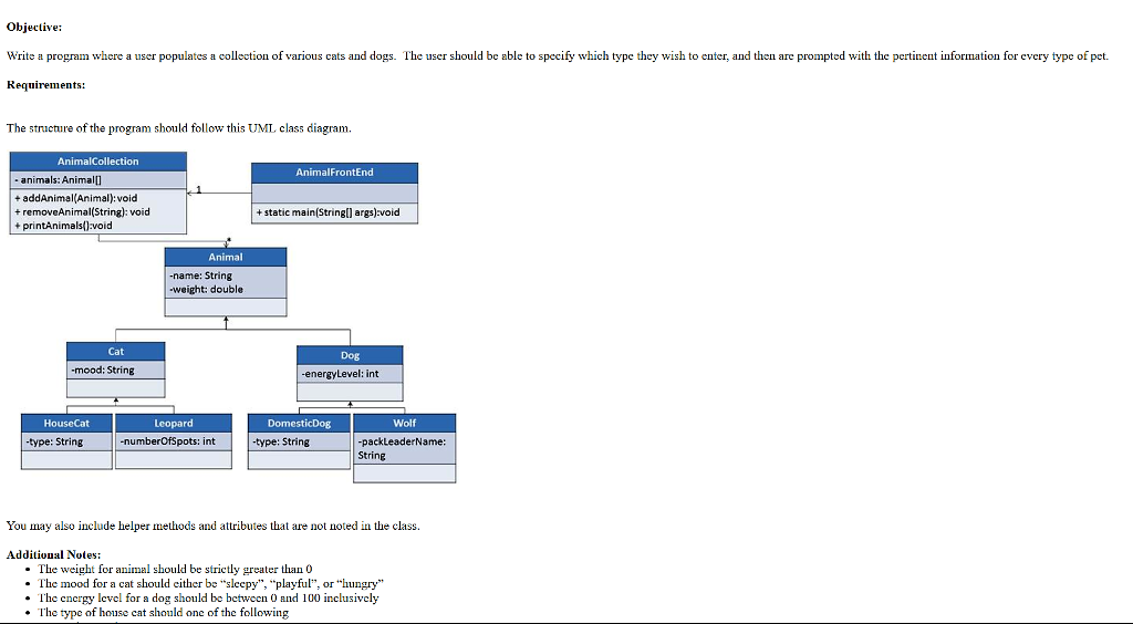  Objective: Write a program where a user populates a collection of