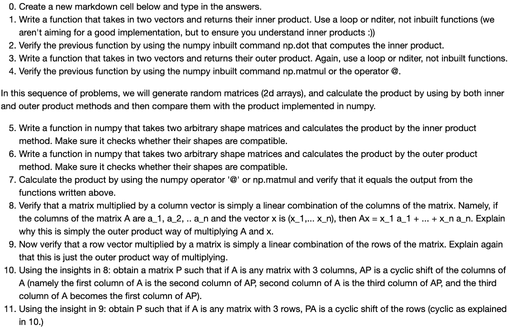 This needs to be done in python. 0. Create a new markdown