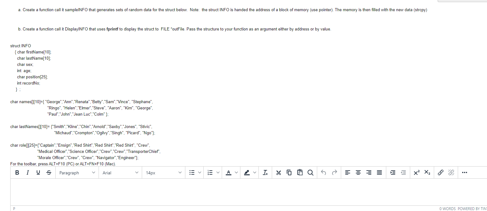  a. Create a function call it sampleINFO that generates sets of