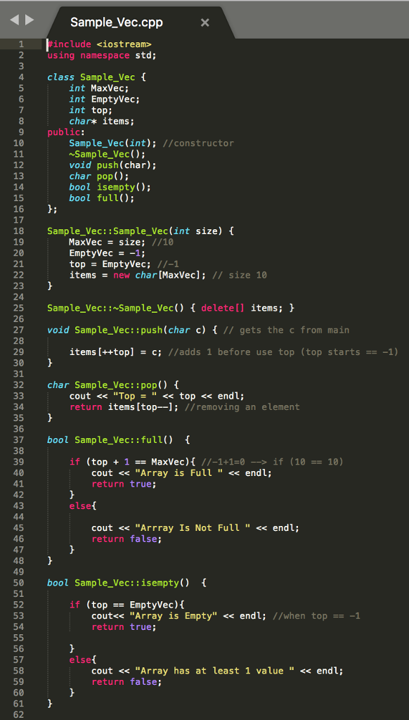 set-up a dynamic array in the Class as the underlying data structure