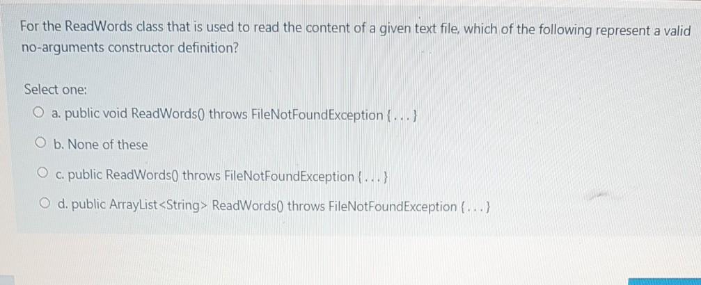 java For the ReadWords class that is used to read the content