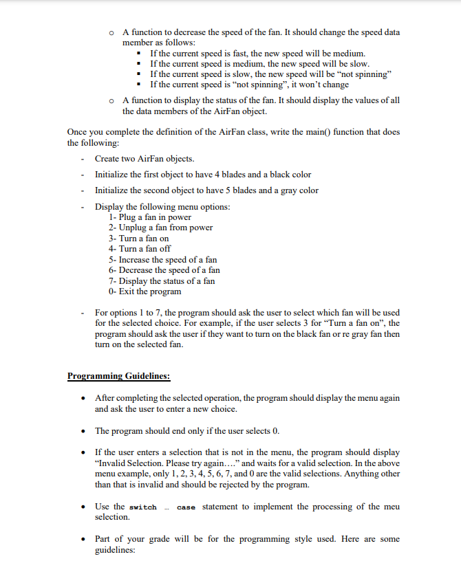 To practice the OOP concepts discussed in the lecture, define a C++