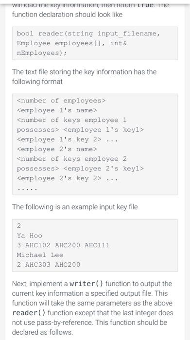 C++. Write a program that manages the keys owned by the individual