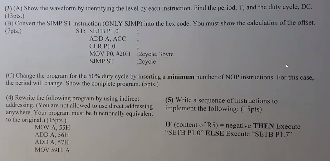 (3) (A) Show the waveform by identifying the level by each