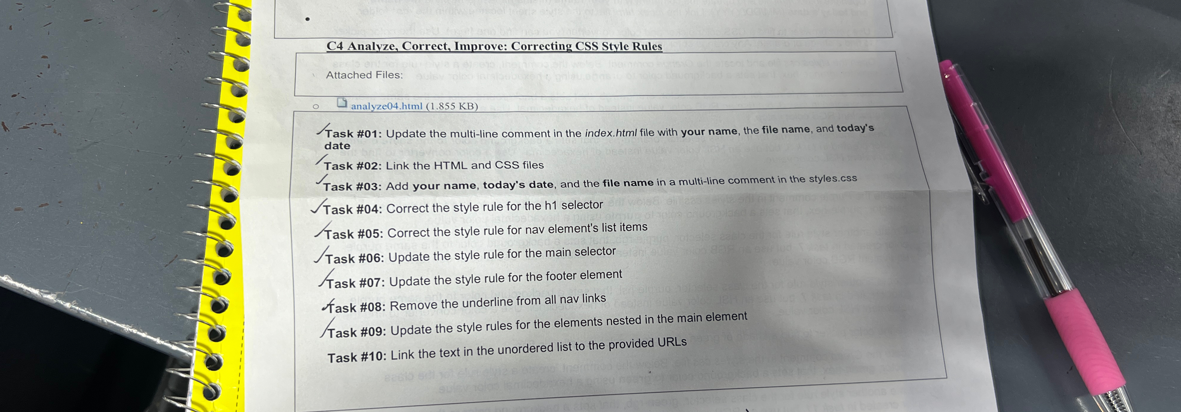  C4 Analyze, Correct, Improve: Correcting CSS Style Rules Attached Files: analyze04.html