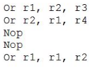 about instruction pipelining. The question: Consider two instruction sequences: Add NOP instructions