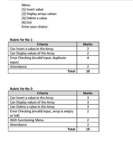 its required 2. Write a program that will demonstrate array using ordered