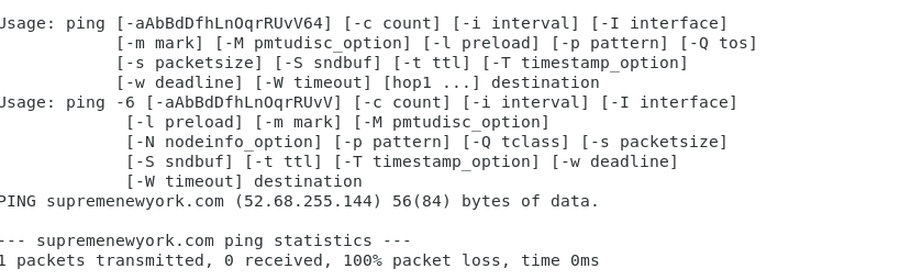 os.system("ping -c 1"+gateway) Supreme = os.system('ping -c 1 '+ 'supremenewyork.com') print('** Begin