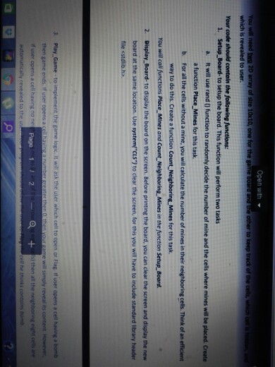 using 2D and arrays you will puzzle game. In this game, the