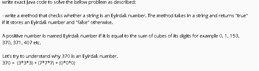  write exact Java code to solve the below problem as described: