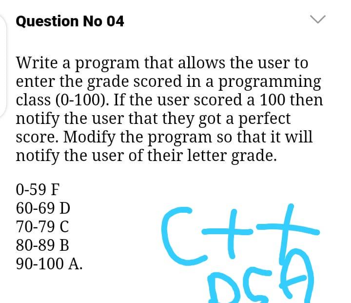  Question No 04 Write a program that allows the user to