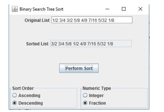 fractions and a second set should be used to specify the sort