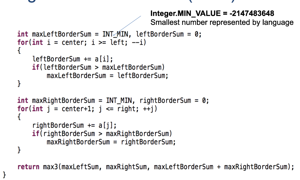 Algorithm #2: Algorithm that removes the inner loop Algorithm #3: Recursive Divide