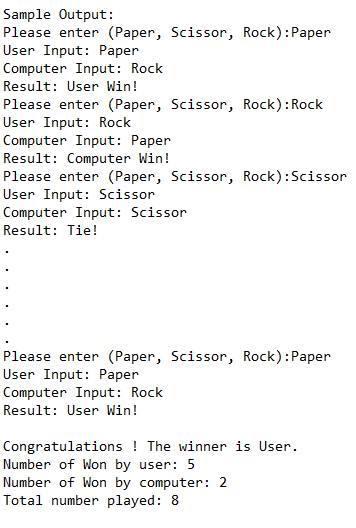 Create a simple Rock, Paper, Scissors Game using java program. The program