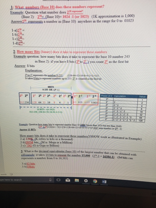  1: What aumbers (Base 10 does these numbers represent? Example: Question