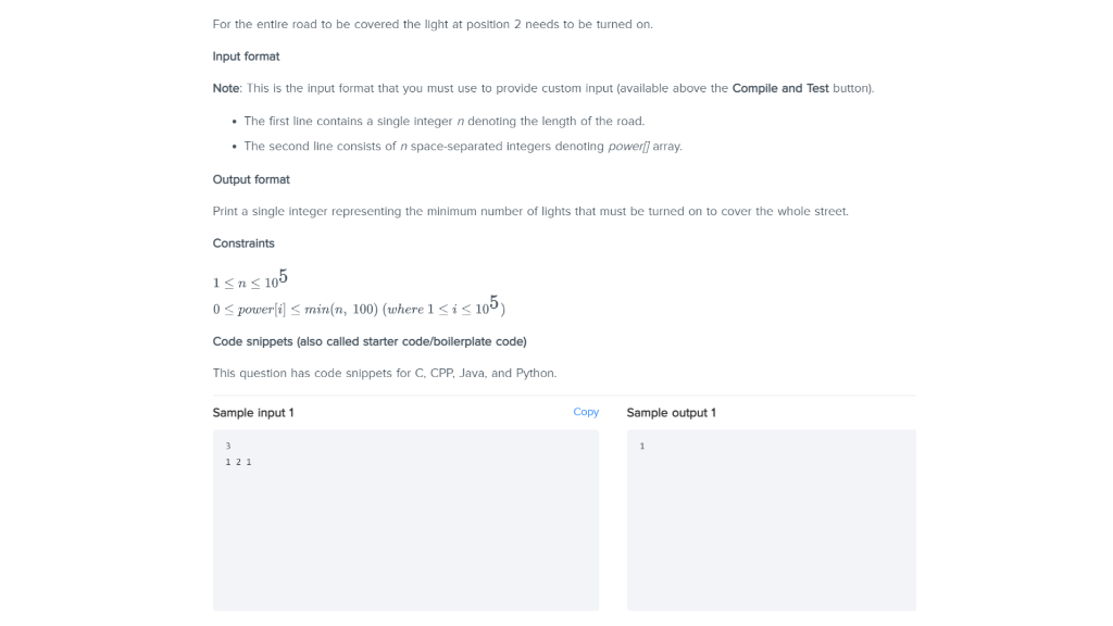 problem You are given the following: Road lights installed at every position