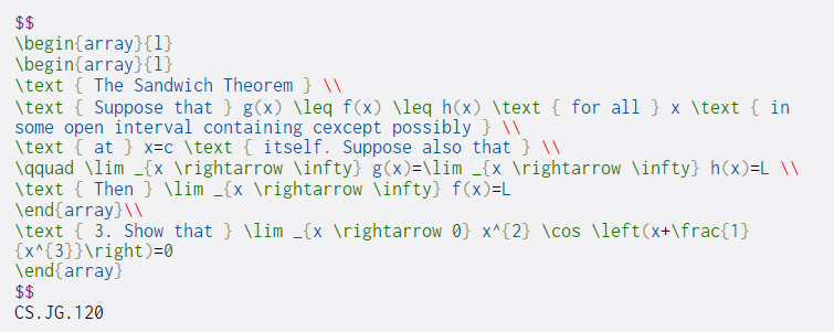  $$ \begin{array}{1} \begin{array}{1} \text { The Sandwich Theorem } \ \text