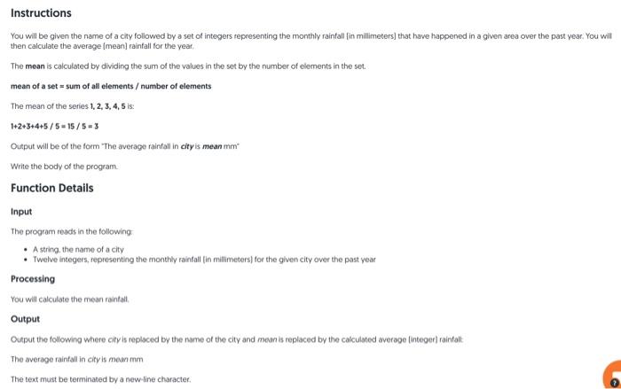 java Instructions You will be given the name of a cty followed