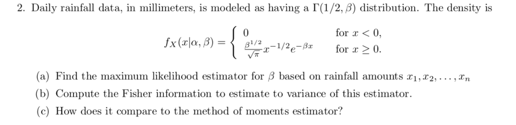 solve using R or R studio 2. Daily rainfall data, in millimeters,