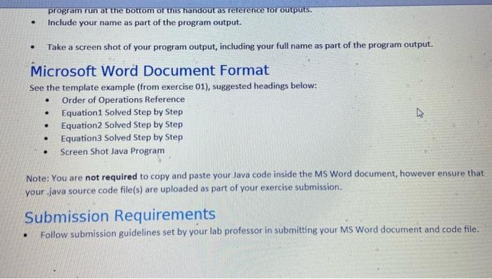 are three equations to solve for this lab exercise, each produces a