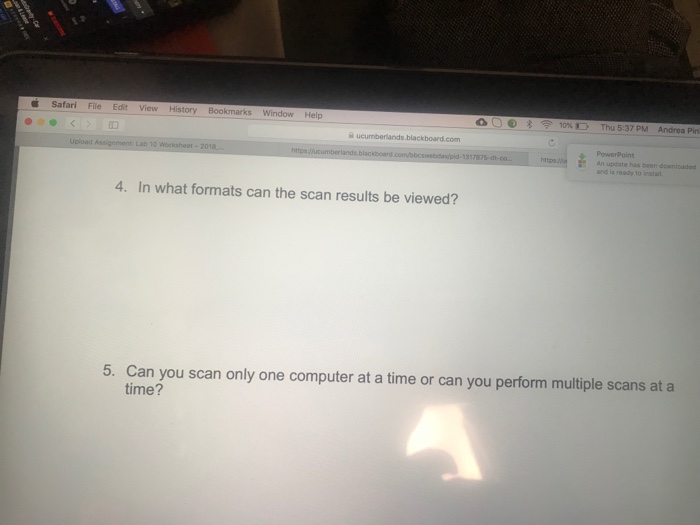 5:36 PM Andrea p s.blackboard.com An update has been downioade and is