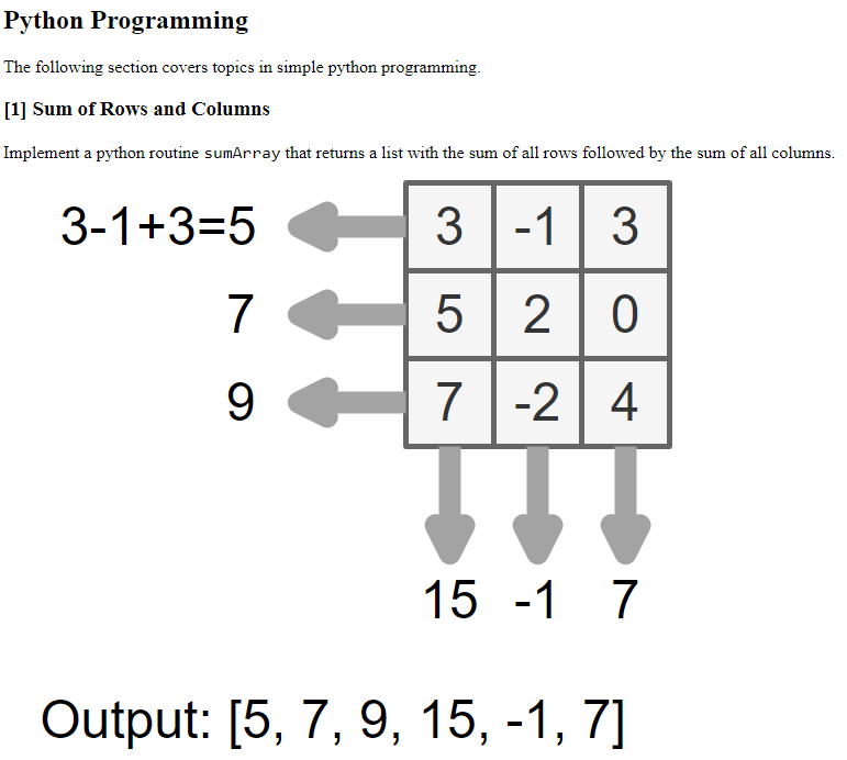 Python Programming The following section covers topics in simple python programming.