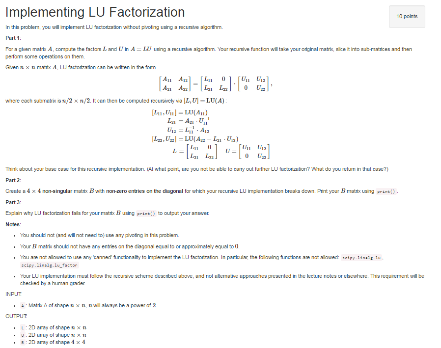  How do you write a recursive function for the following matrix