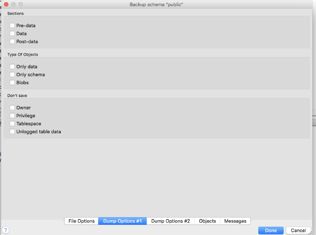 PgAdmin Which values should I select? Why are these important? What would
