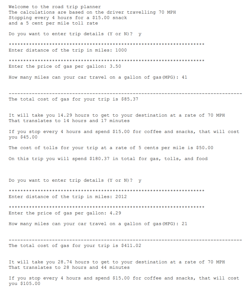 help? #include #include #define SPEEDLIMIT 70 #define TOLLRATE .05 #define ENERGYCOST 15.00