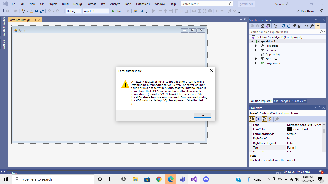 C# VISUAL STUDIO 2019 HELP: I was trying to create a service