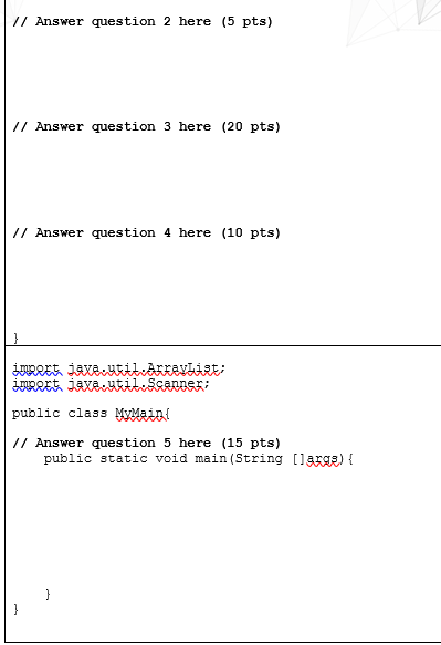 class Stack and MyMain based on the below questions. Put your code