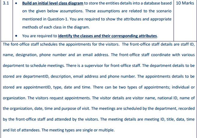 small software system. The scenario below outlines the problem domain. This description