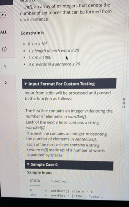 keep getting an error. 1. How many Sentences? LL Given an array
