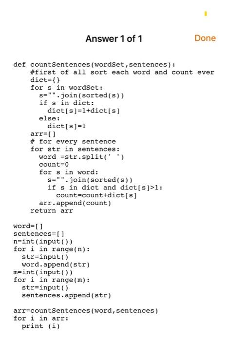 any word with one of its anagrams. 1 Example wordSet = ['listen!