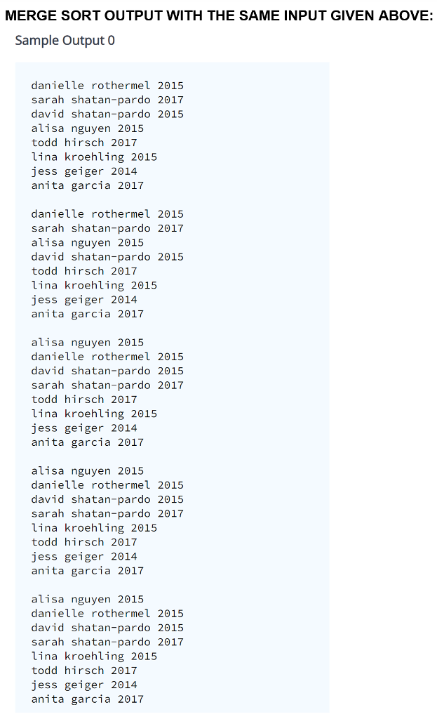 under each part such as in INPUT FORMAT, OUTPUT FORMAT, AND CONSTRAINTS.
